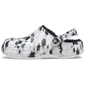 Baya Lined Clog Fleece Lined Unisex White Gray Slippers “White Grey”
