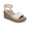 Brooklyn Ankle Strap Wedge Sandals “Cream White Brown”