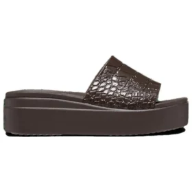 Brooklyn Croco Shine Slide Sandals “Espresso”