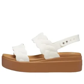 Brooklyn Woven Wedge Sandals “White Brown”