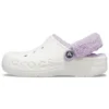 Classic Baya Lined Fuzz-Strap Clog “White Lila”