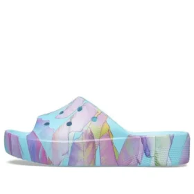 Classic Platform Palm Print Slide “Blue Multi-Color”
