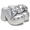 Siren Metallic Bow Clogs “Silver”
